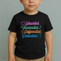 Educated Vaccinated Caffeinated Dedicated Teachers Toddler T-Shirt thumb 2