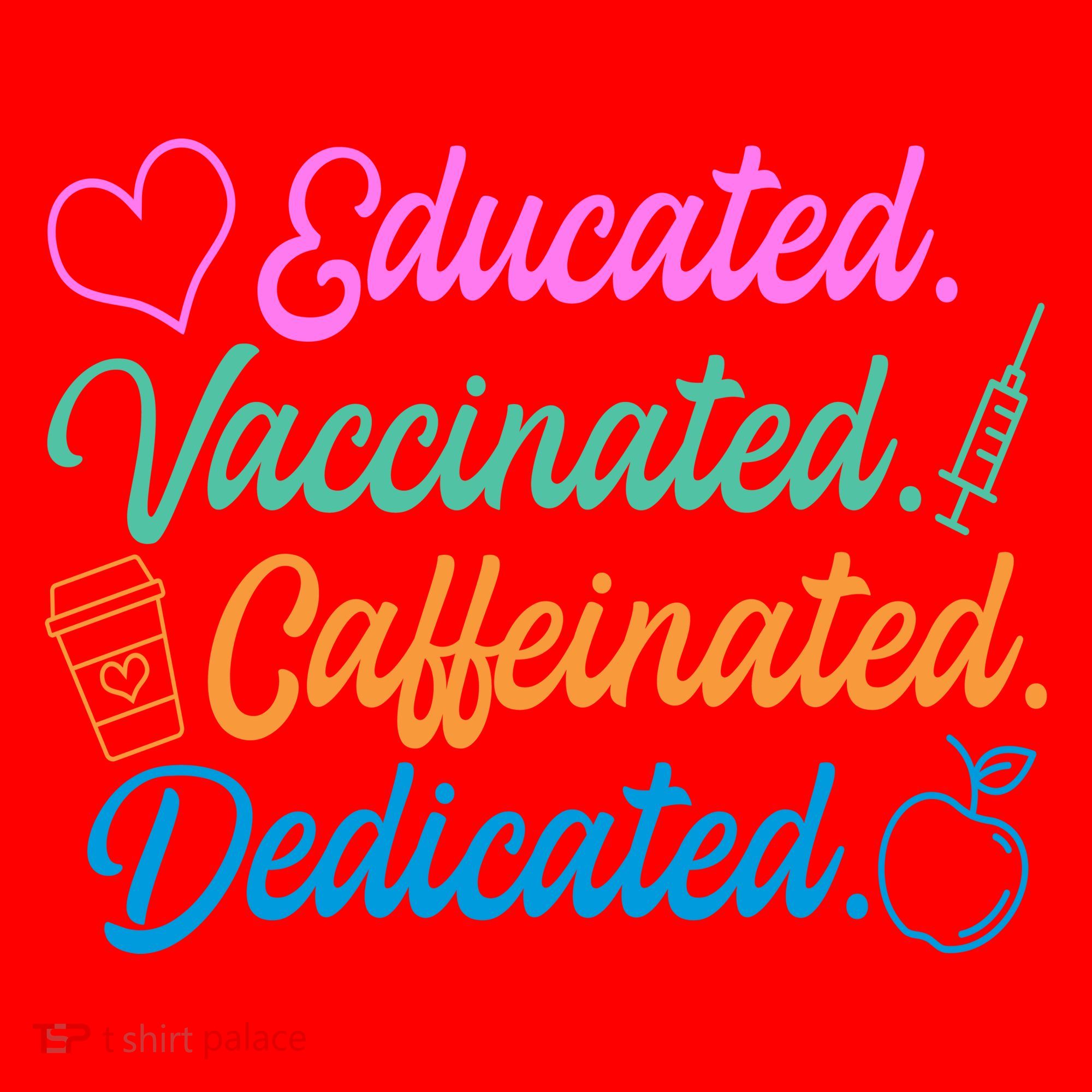 Educated Vaccinated Caffeinated Dedicated Teachers Santa Hat