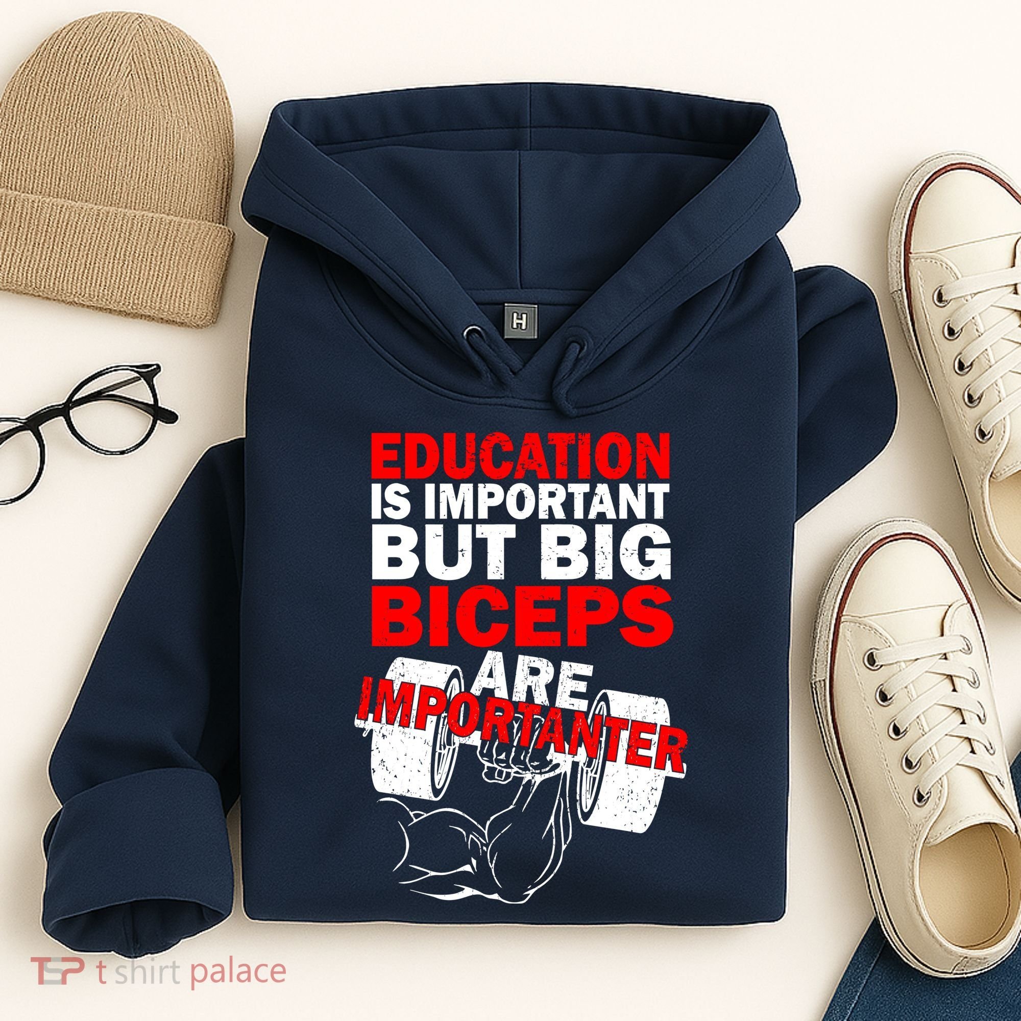 Education Is Important Big Biceps Are Importanter Hoodie