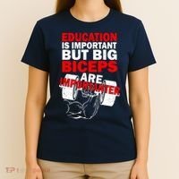 Education Is Important Big Biceps Are Importanter T-Shirt thumb 4
