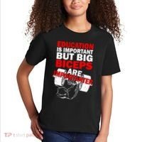 Education Is Important Big Biceps Are Importanter Kids T-Shirt thumb 2