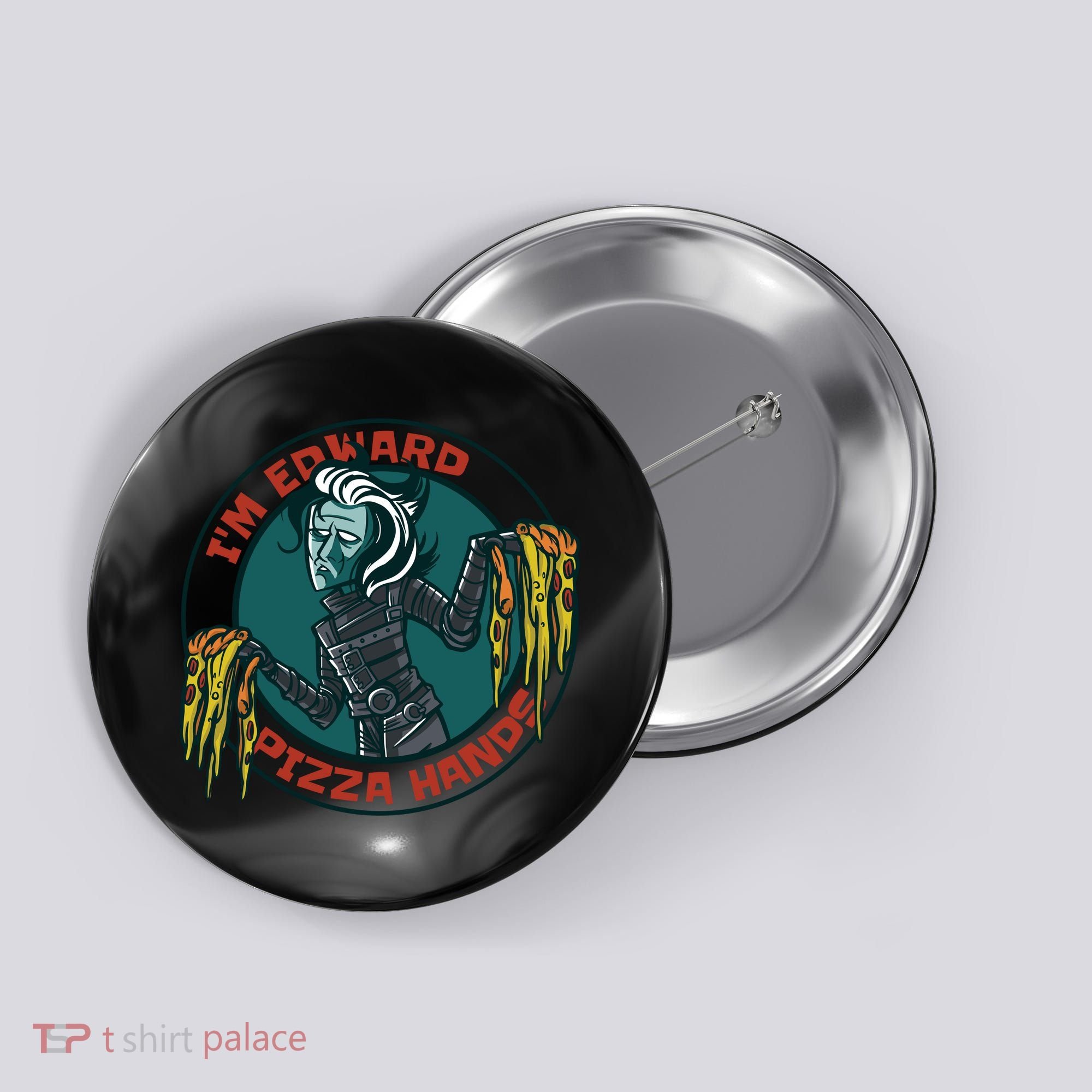 Edward Pizza Hands Parody Button