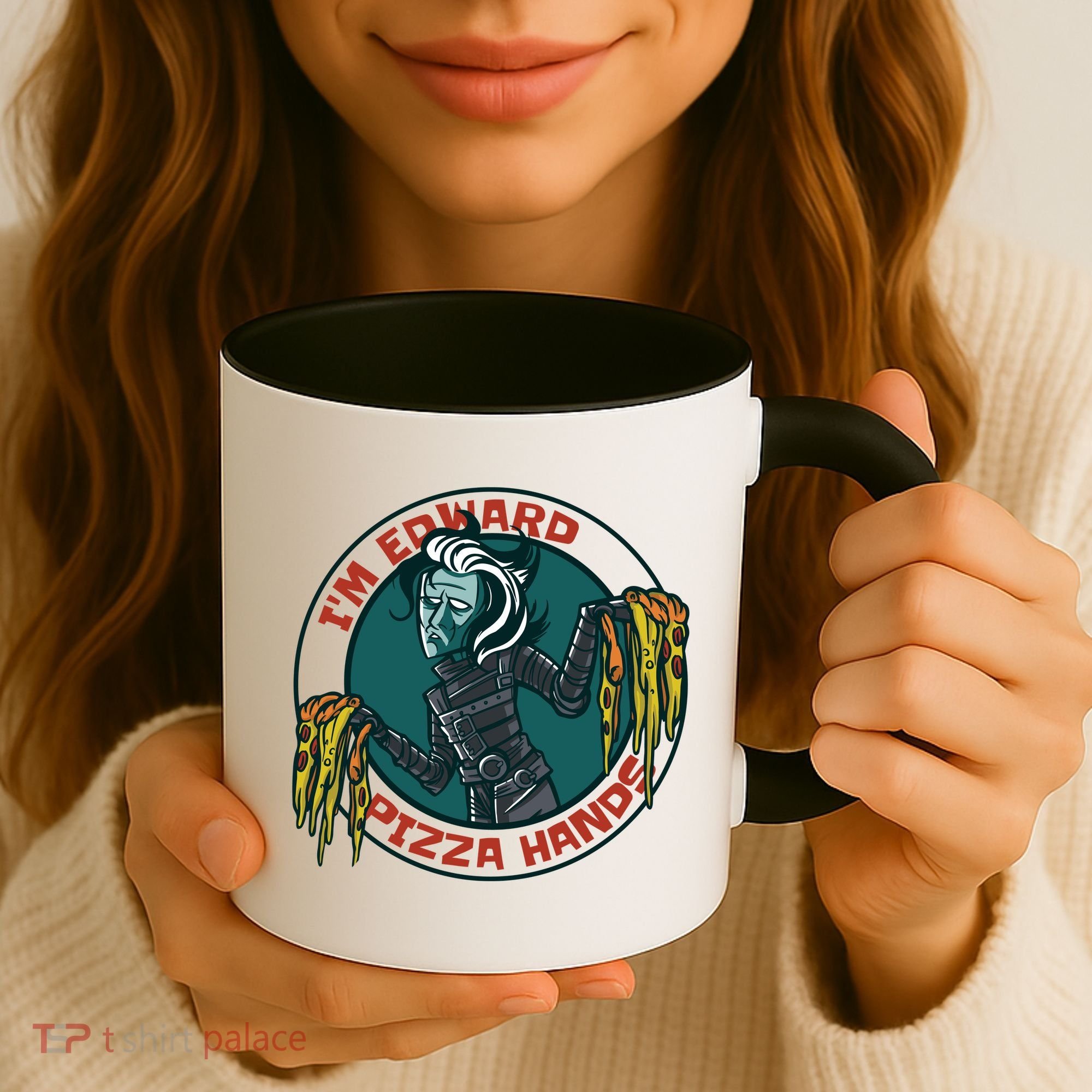Edward Pizza Hands Parody Coffee Mug