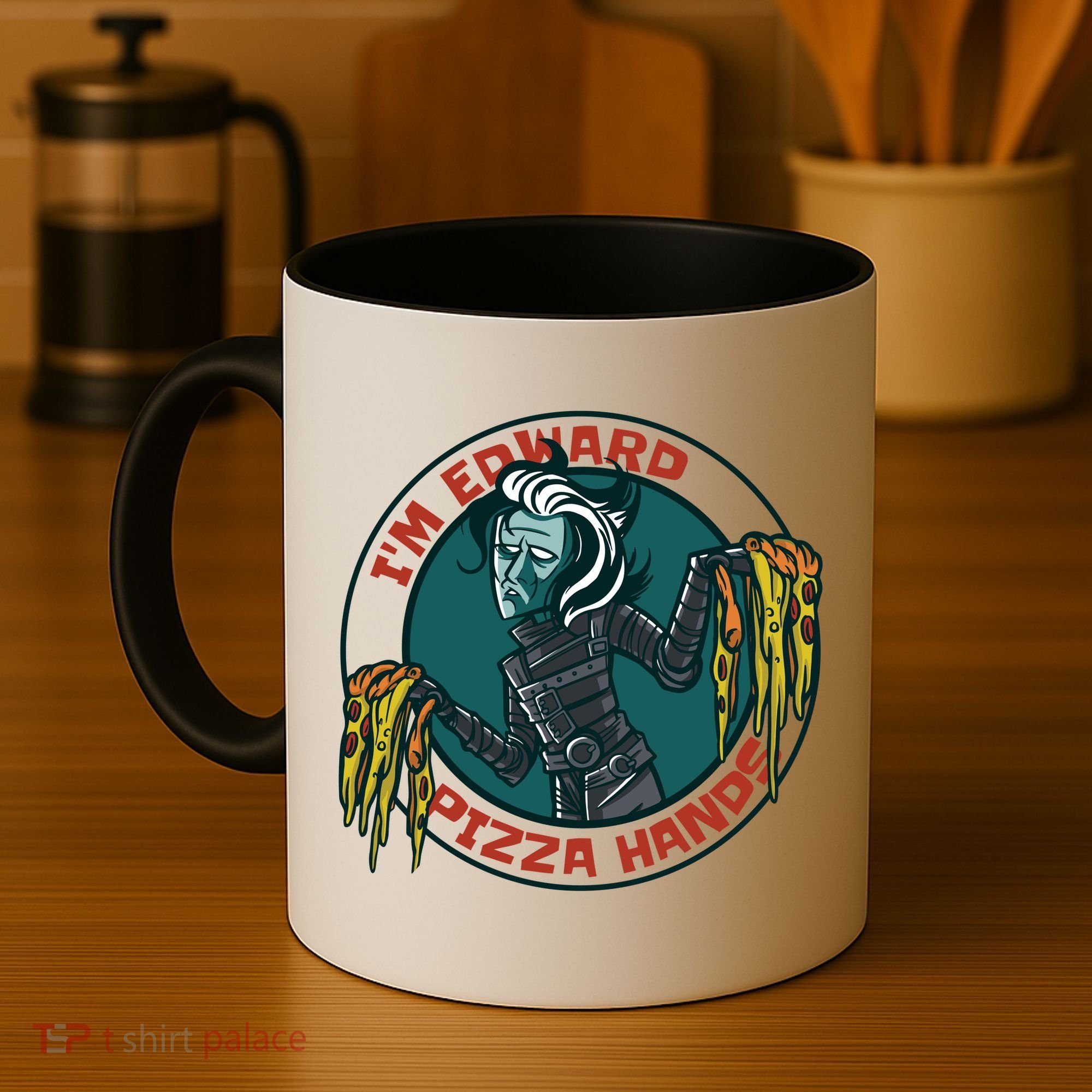 Edward Pizza Hands Parody Coffee Mug