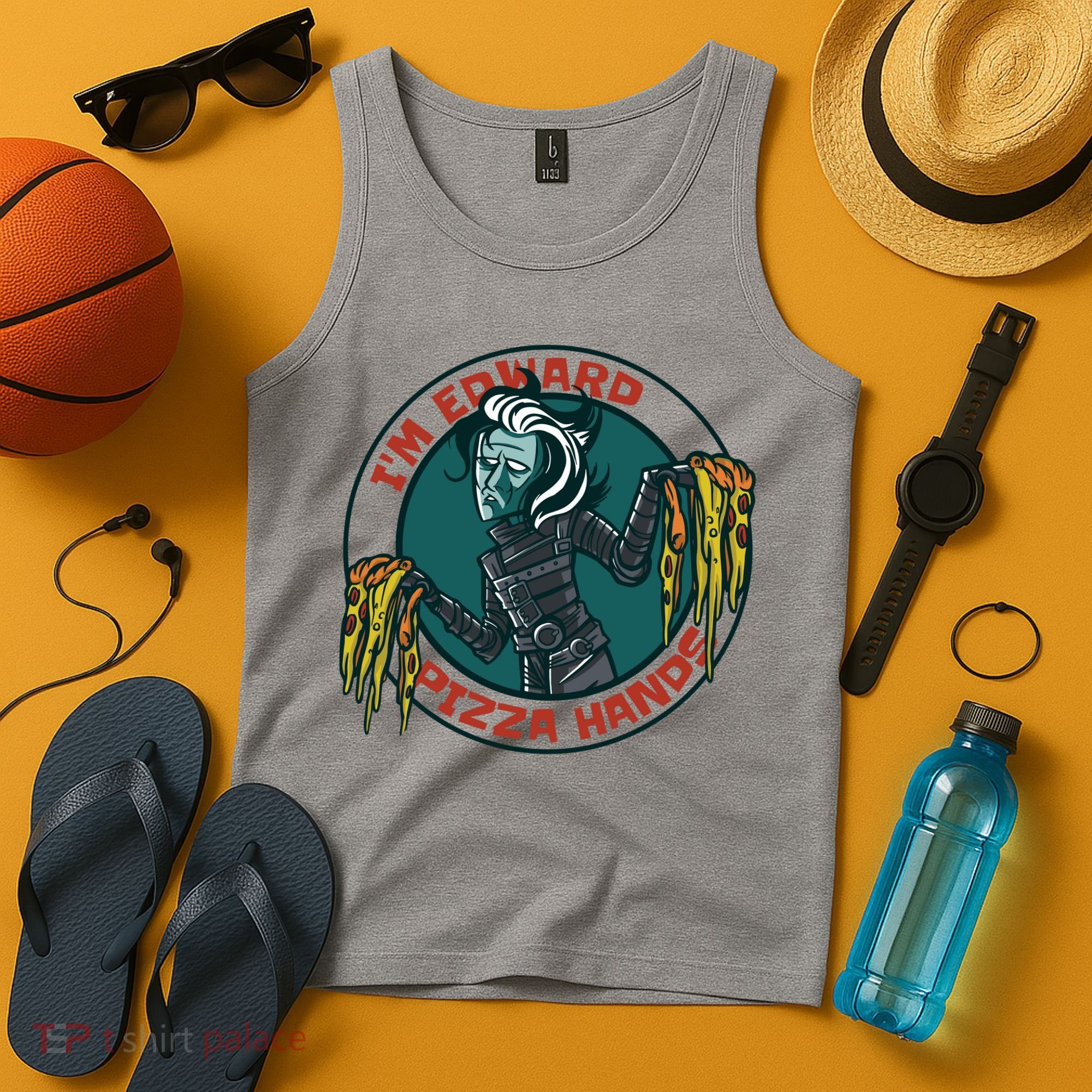 Edward Pizza Hands Parody Tank Top