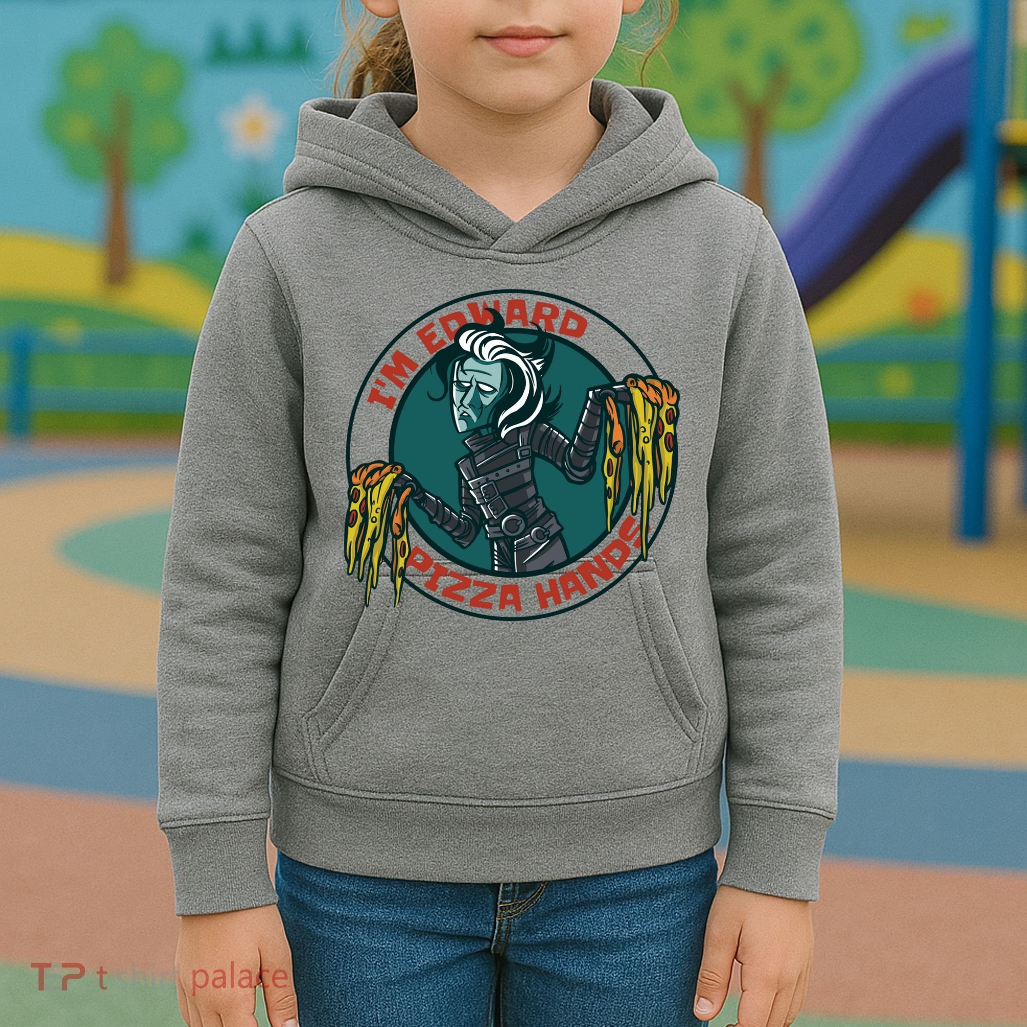 Edward Pizza Hands Parody Kids Hoodie