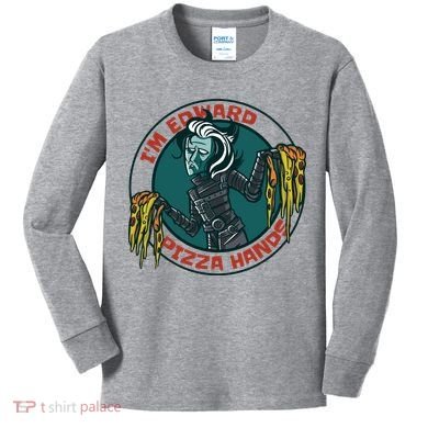 Edward Pizza Hands Parody Kids Long Sleeve Shirt