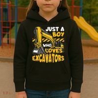 Excavator Enthusiast A Passion for Construction Vehicles Kids Hoodie thumb 3