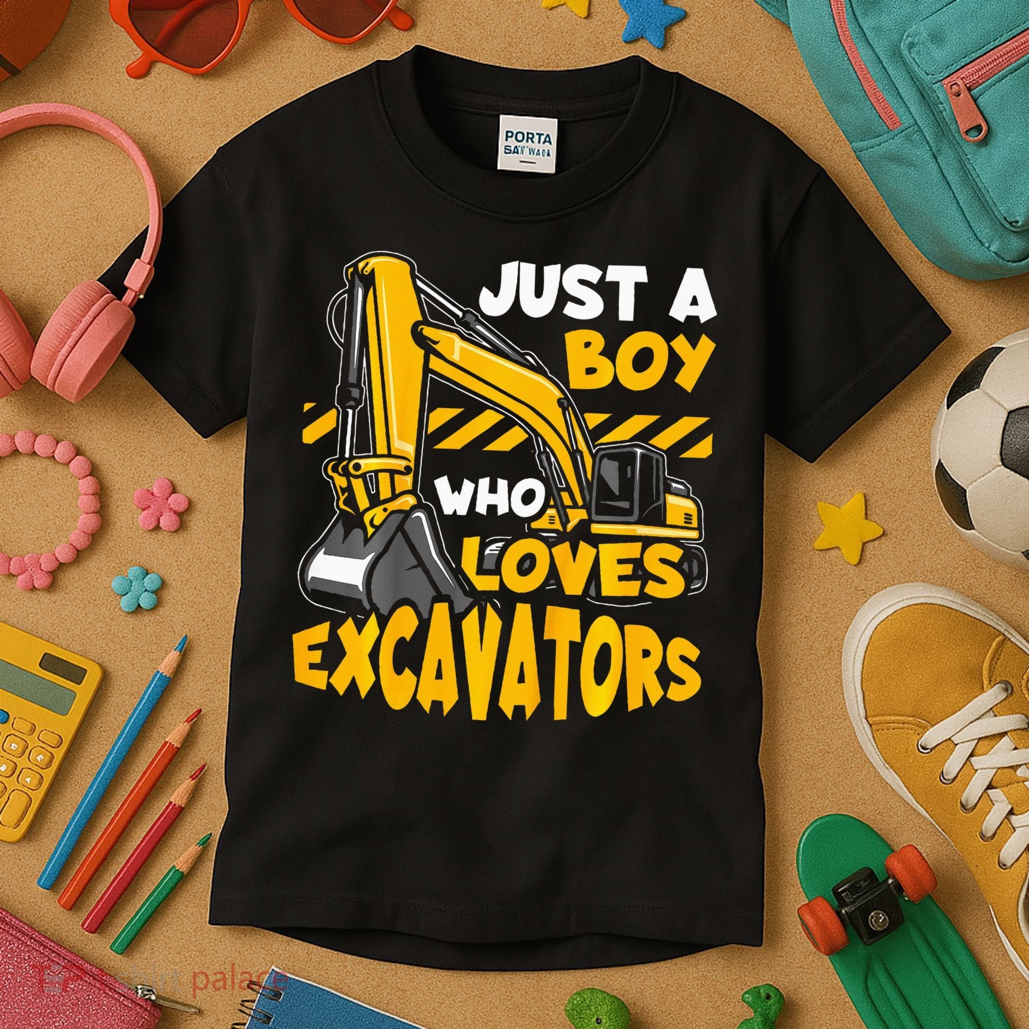 Excavator Enthusiast A Passion for Construction Vehicles Kids T-Shirt