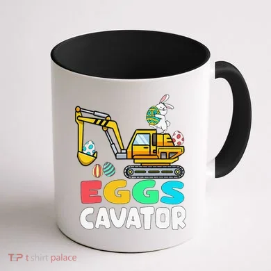 EggsCavator Easter Bunny Excavator Easter Coffee Mug back