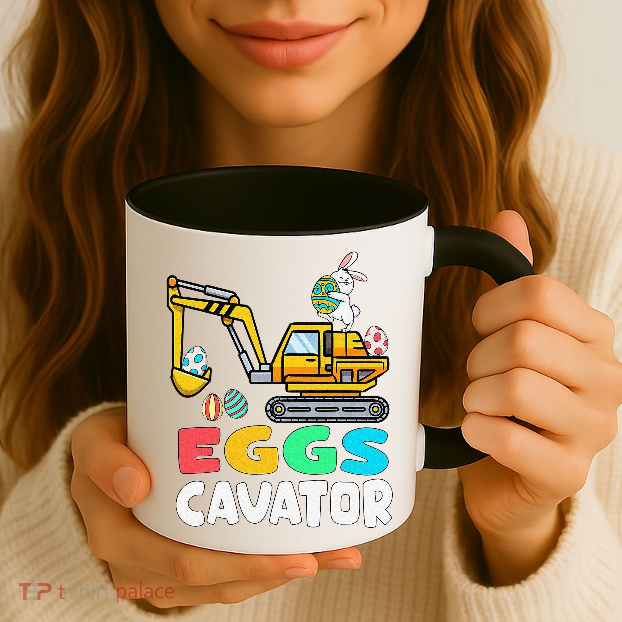 EggsCavator Easter Bunny Excavator Easter Coffee Mug
