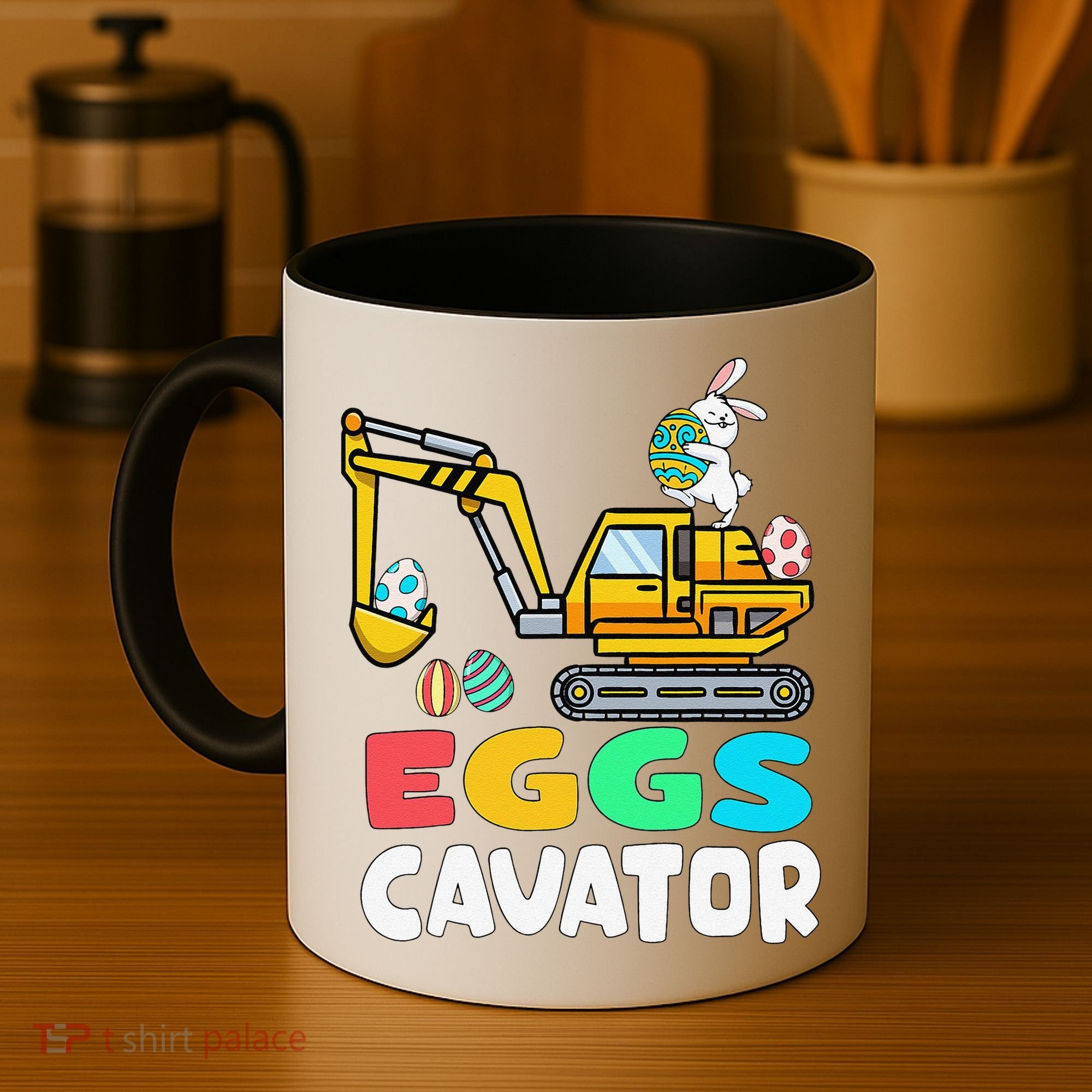 EggsCavator Easter Bunny Excavator Easter Coffee Mug
