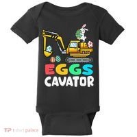 EggsCavator Easter Bunny Excavator Easter Baby Bodysuit thumb 0