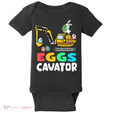 EggsCavator Easter Bunny Excavator Easter Baby Bodysuit