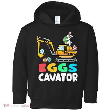 EggsCavator Easter Bunny Excavator Easter Toddler Hoodie
