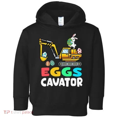 EggsCavator Easter Bunny Excavator Easter Toddler Hoodie