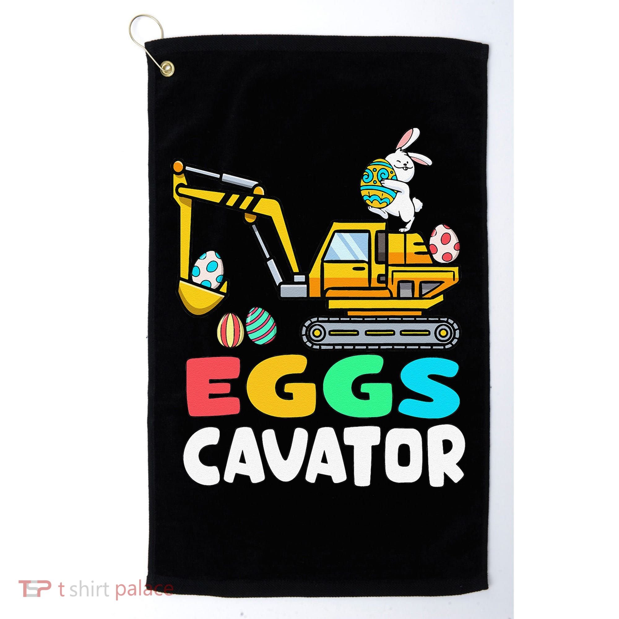 EggsCavator Easter Bunny Excavator Easter Golf Towel