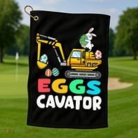 EggsCavator Easter Bunny Excavator Easter Golf Towel thumb 1