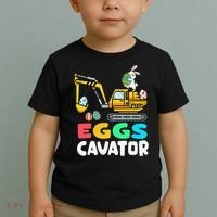 EggsCavator Easter Bunny Excavator Easter Toddler T-Shirt thumb 2