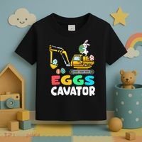 EggsCavator Easter Bunny Excavator Easter Toddler T-Shirt thumb 3