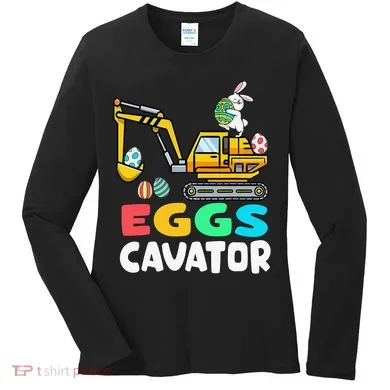 EggsCavator Easter Bunny Excavator Easter Women's Long Sleeve Shirt