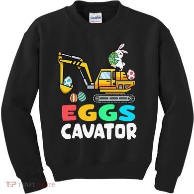 EggsCavator Easter Bunny Excavator Easter Kids Sweatshirt