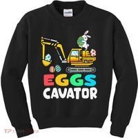 EggsCavator Easter Bunny Excavator Easter Kids Sweatshirt thumb 0