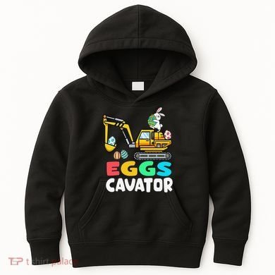EggsCavator Easter Bunny Excavator Easter Kids Hoodie