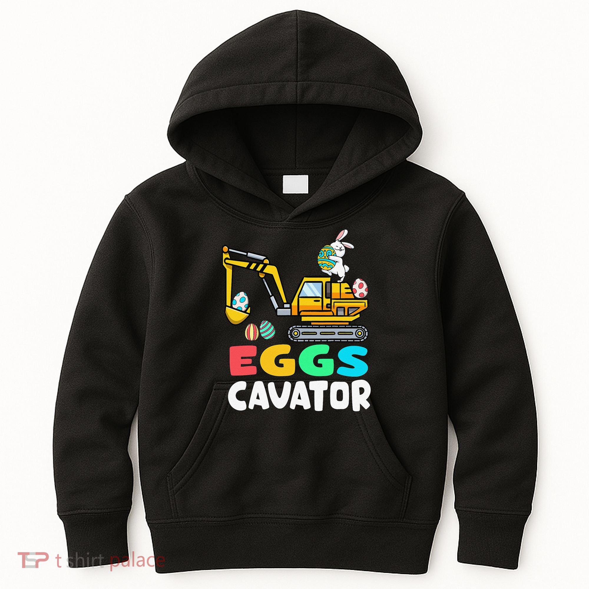 EggsCavator Easter Bunny Excavator Easter Kids Hoodie