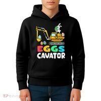 EggsCavator Easter Bunny Excavator Easter Kids Hoodie thumb 4