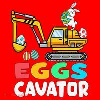 EggsCavator Easter Bunny Excavator Easter Santa Hat thumb 1