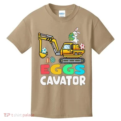 EggsCavator Easter Bunny Excavator Easter Kids T-Shirt