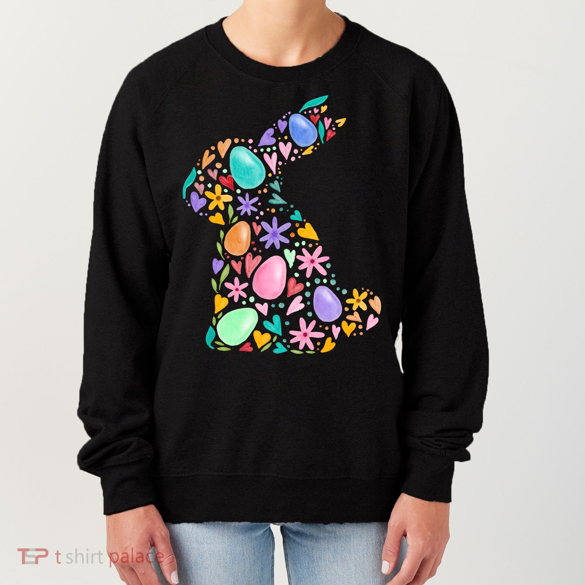 Easter Egg Bunny Floral Holiday Women's Sweatshirt