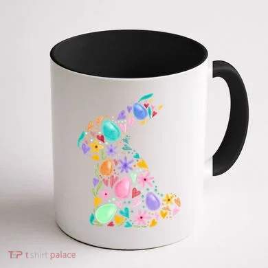 Easter Egg Bunny Floral Holiday Coffee Mug back