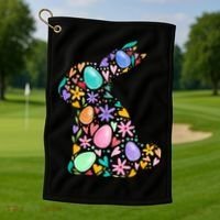 Easter Egg Bunny Floral Holiday Golf Towel thumb 1