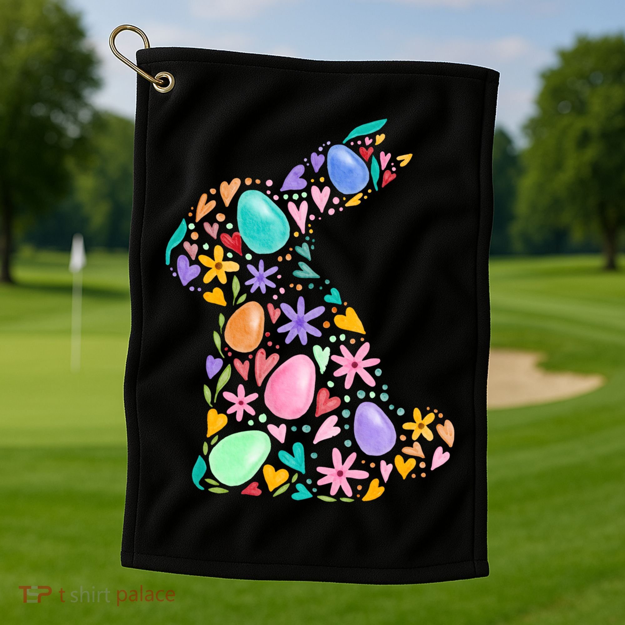 Easter Egg Bunny Floral Holiday Golf Towel