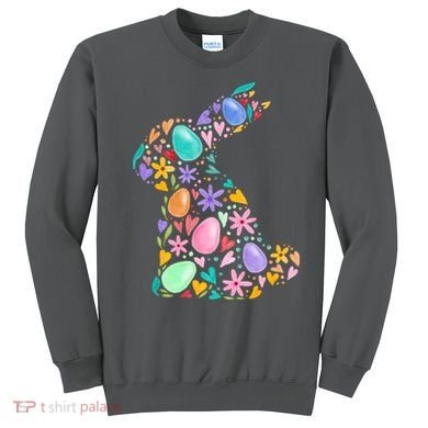 Easter Egg Bunny Floral Holiday Sweatshirt