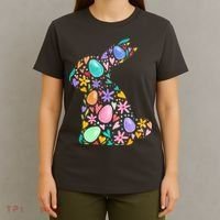 Easter Egg Bunny Floral Holiday T-Shirt thumb 4