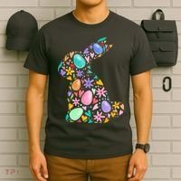 Easter Egg Bunny Floral Holiday T-Shirt thumb 6
