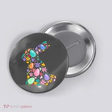 Easter Egg Bunny Floral Holiday Button