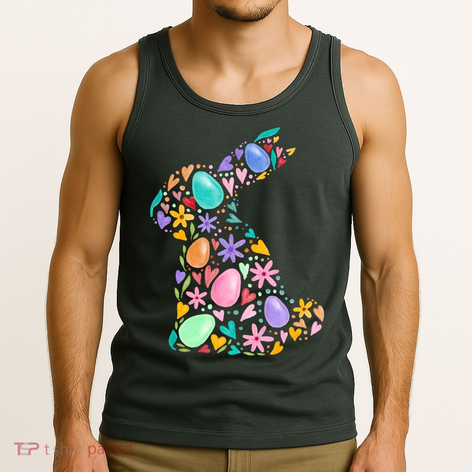 Easter Egg Bunny Floral Holiday Tank Top