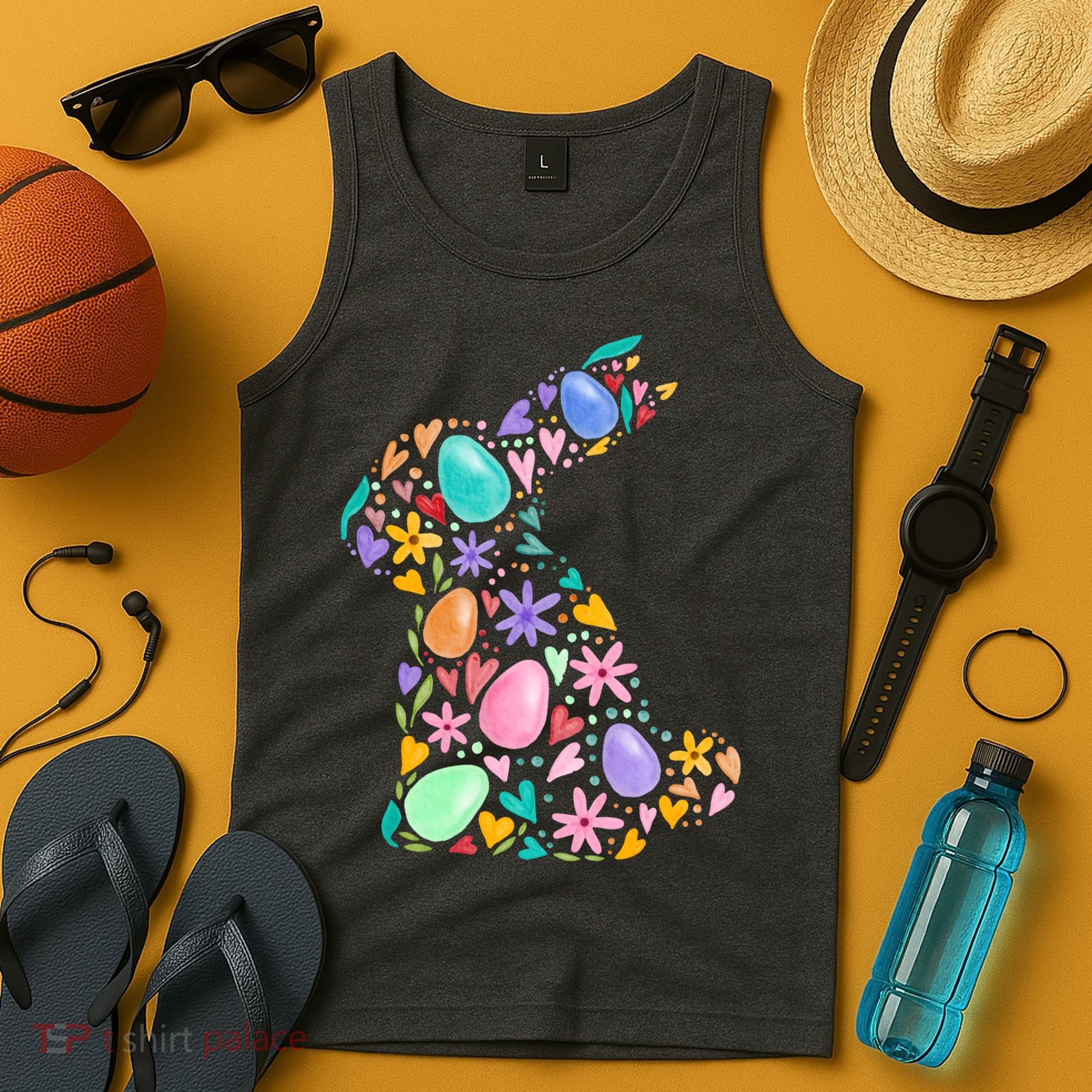 Easter Egg Bunny Floral Holiday Tank Top