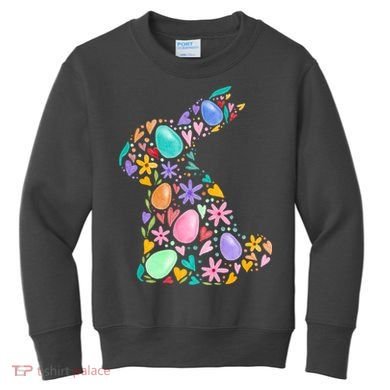 Easter Egg Bunny Floral Holiday Kids Sweatshirt