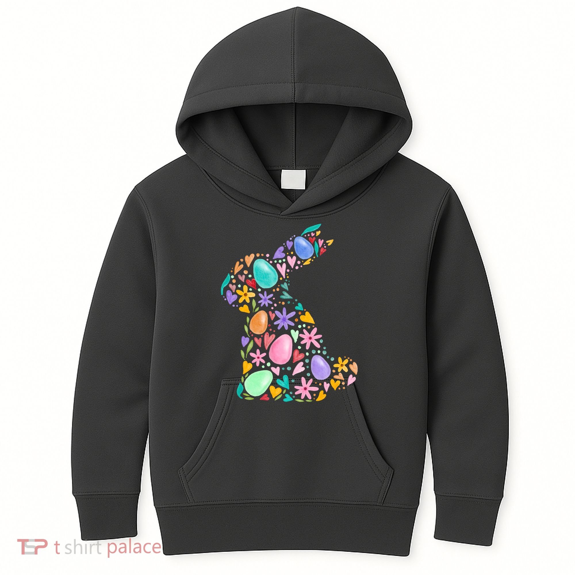 Easter Egg Bunny Floral Holiday Kids Hoodie
