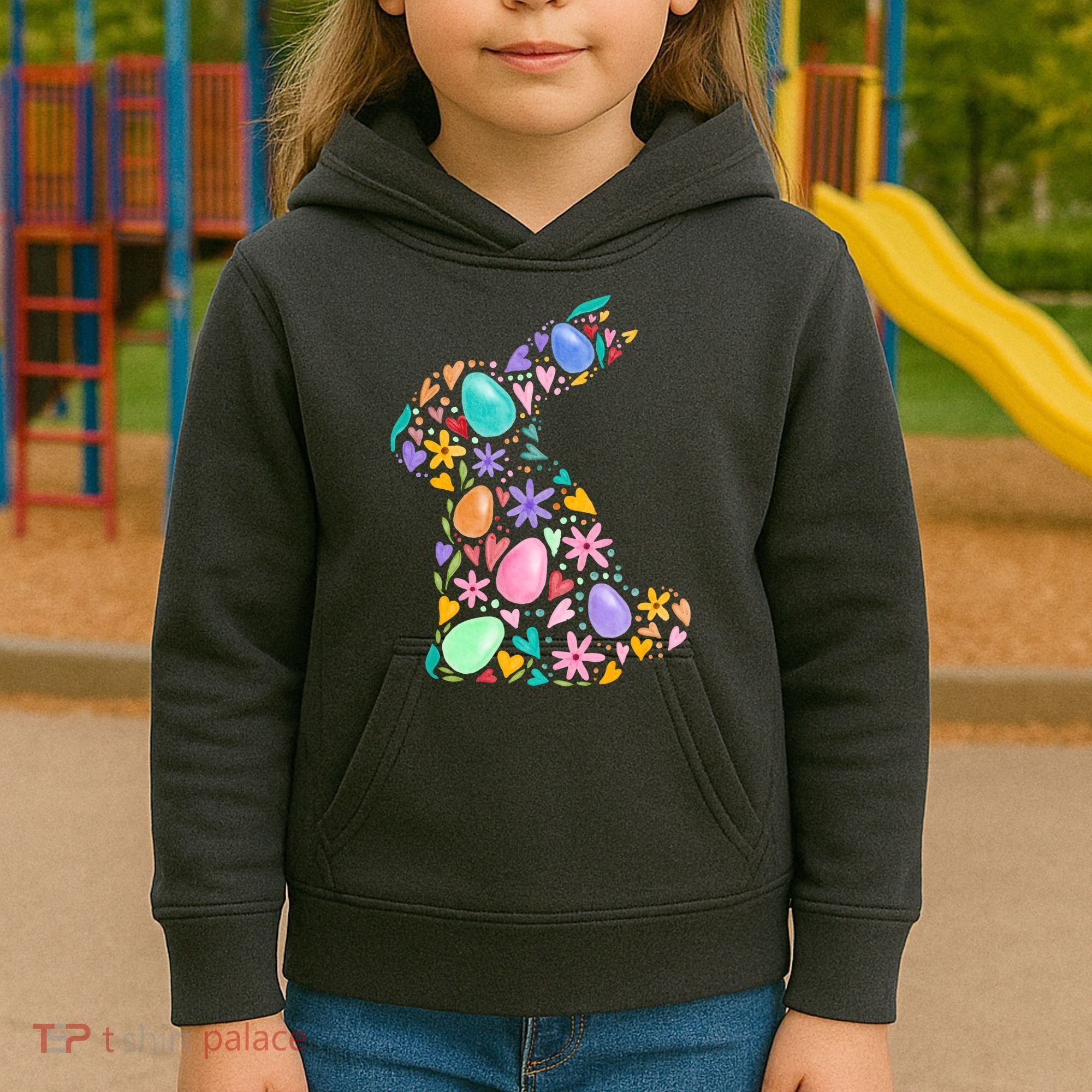 Easter Egg Bunny Floral Holiday Kids Hoodie