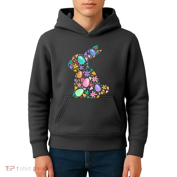 Easter Egg Bunny Floral Holiday Kids Hoodie