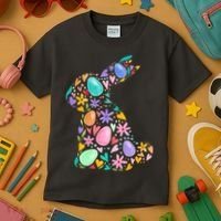 Easter Egg Bunny Floral Holiday Kids T-Shirt thumb 3