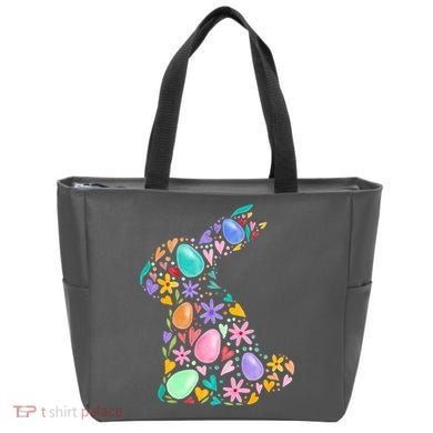 Easter Egg Bunny Floral Holiday Tote Bag