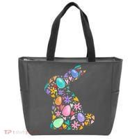 Easter Egg Bunny Floral Holiday Tote Bag thumb 0