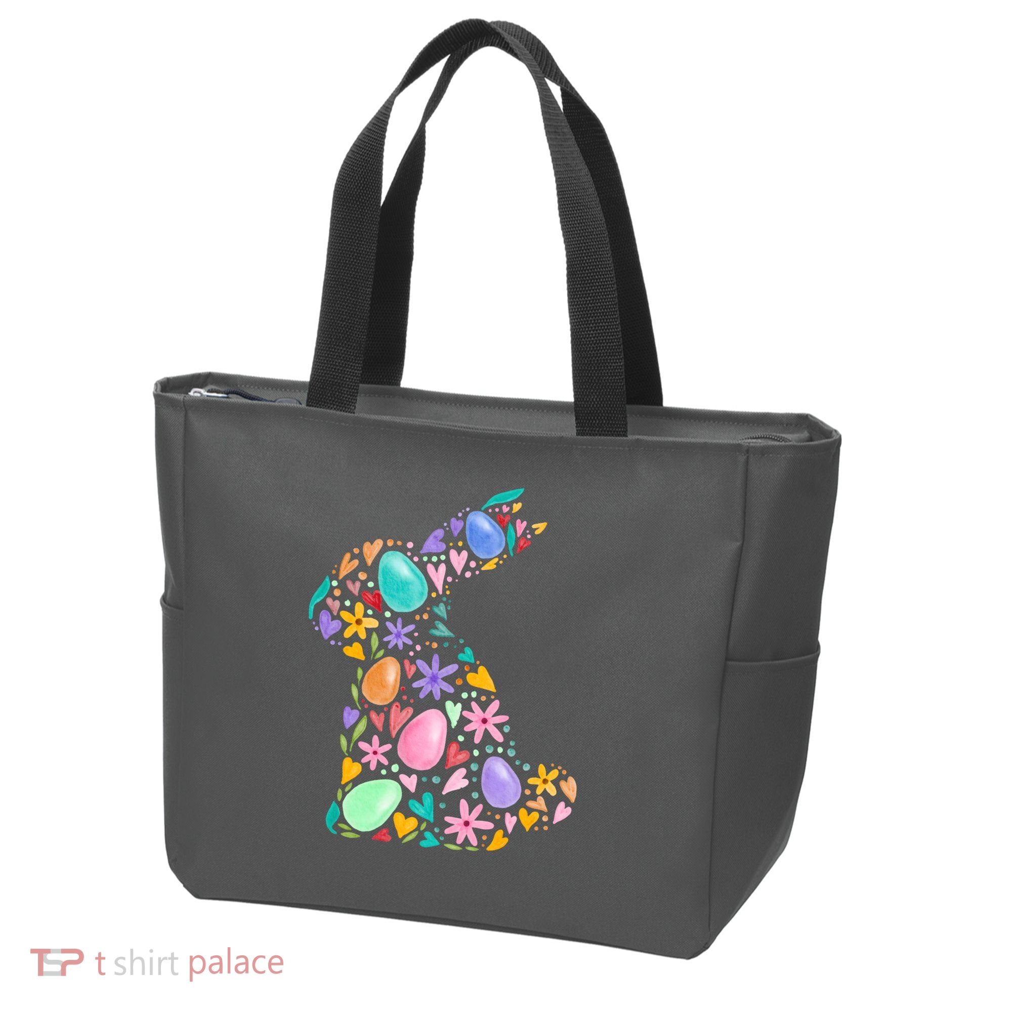 Easter Egg Bunny Floral Holiday Tote Bag